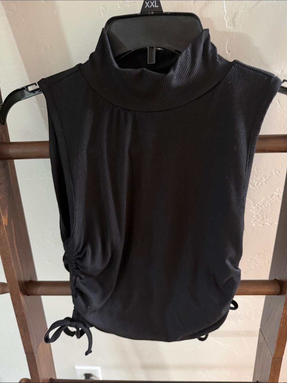Sleeveless Mock Neck Side-Tie Top - Black